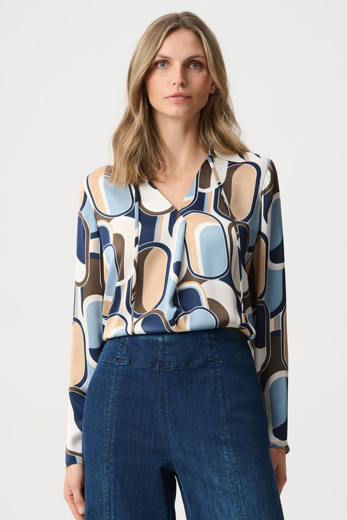 Joseph Ribkoff Recycled Satin Geometric Top Jr263071