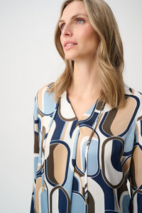 Joseph Ribkoff Recycled Satin Geometric Top Jr263071