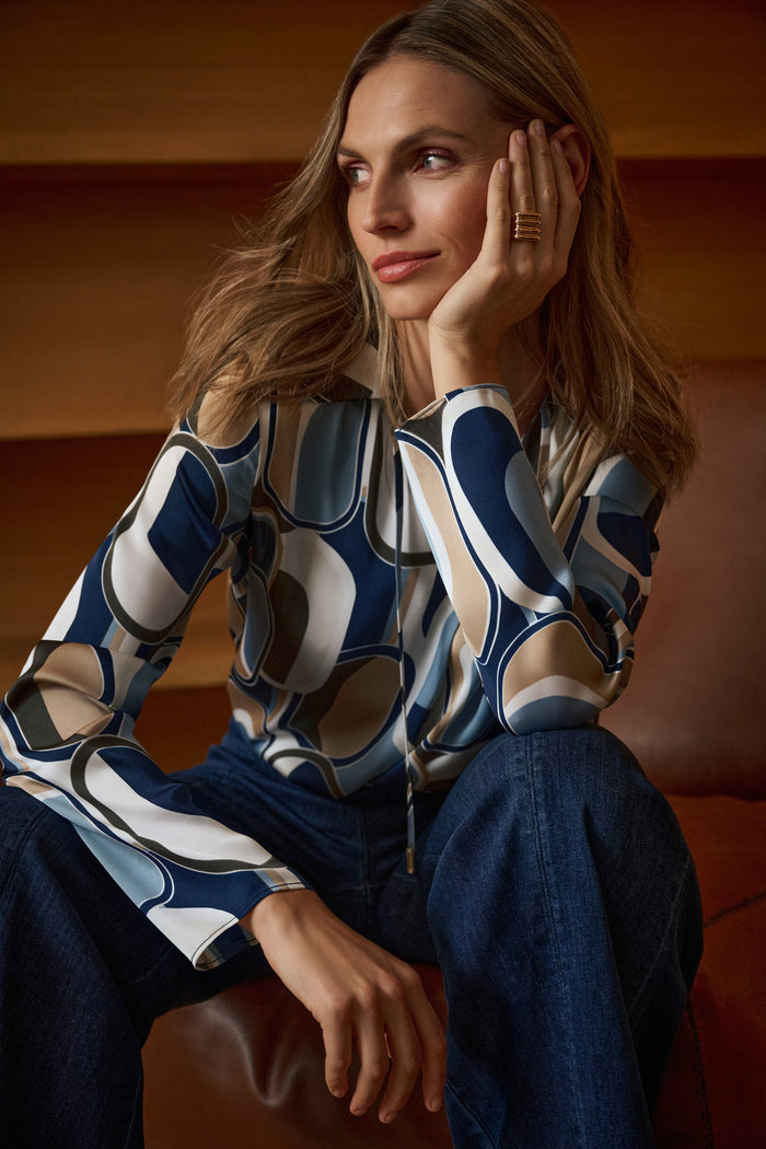 Joseph Ribkoff Recycled Satin Geometric Top Jr263071