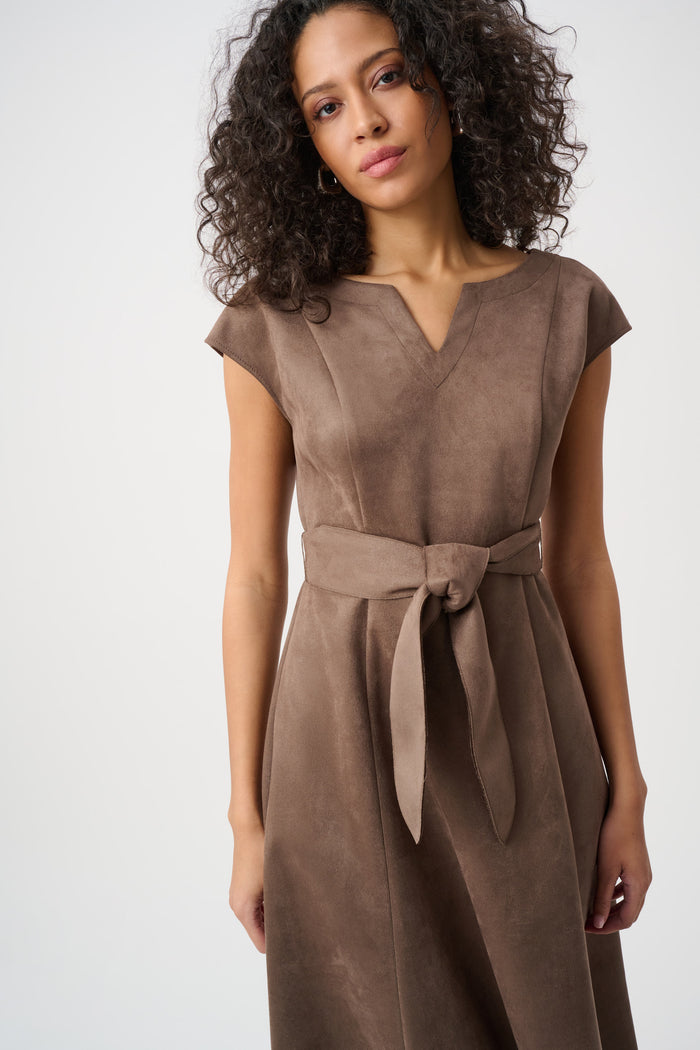 Joseph Ribkoff Scuba Suede Fit-and-Flare Dress Jr263105