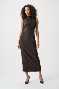 Joseph Ribkoff Pleated Satin Sleeveless Midi Dress Jr263147