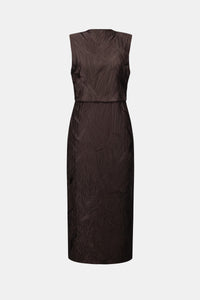 Joseph Ribkoff Pleated Satin Sleeveless Midi Dress Jr263147