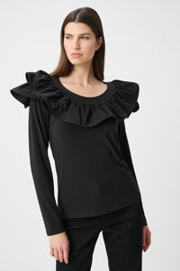 Joseph Ribkoff Silky Knit Fitted Top With Memory Ruffles Jr263167