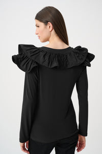 Joseph Ribkoff Silky Knit Fitted Top With Memory Ruffles Jr263167