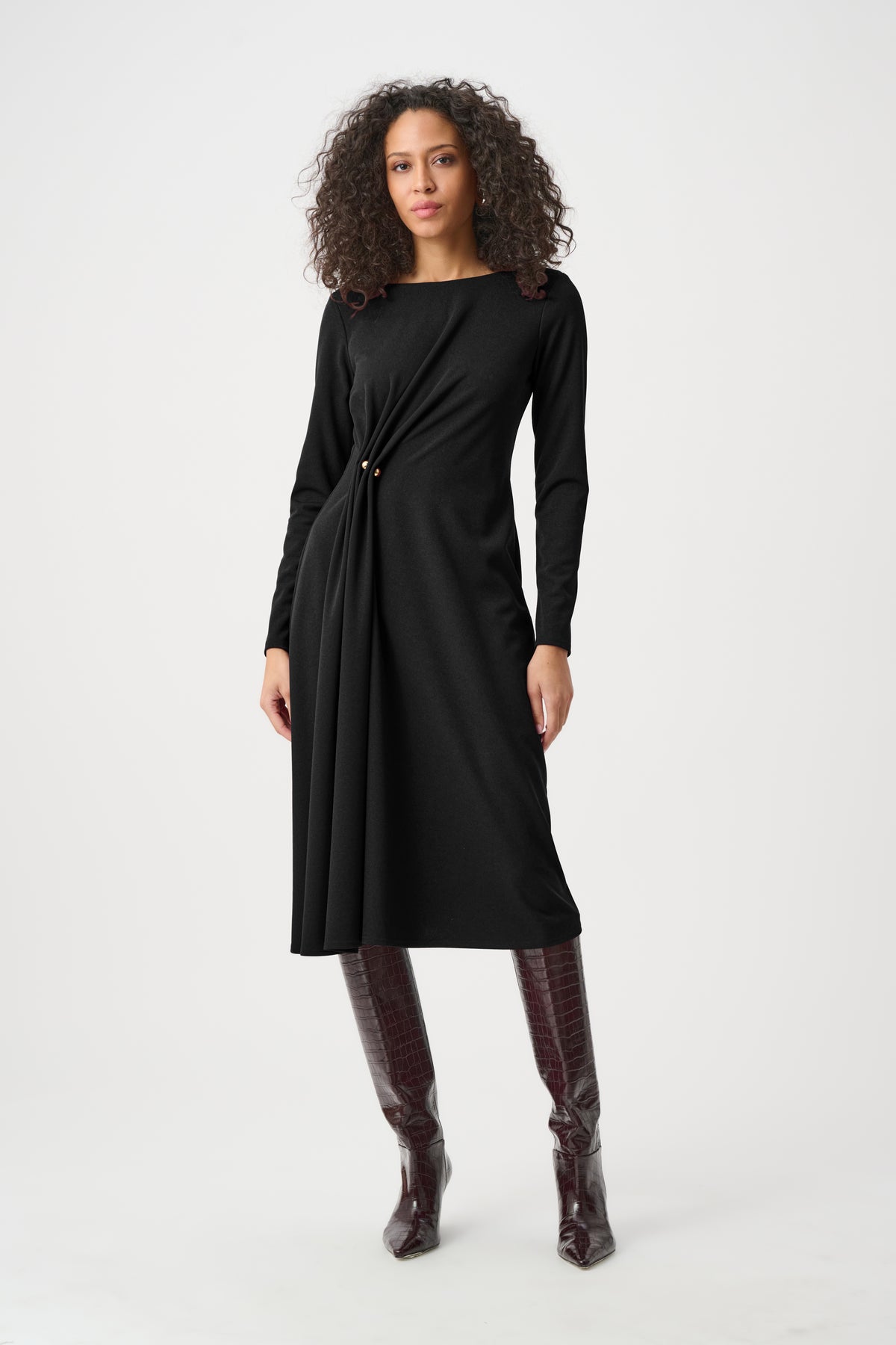 Joseph Ribkoff Scuba Crepe Draped Front Sheath Dress Jr263178