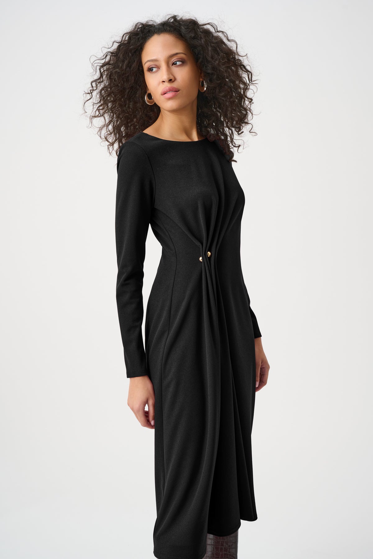 Joseph Ribkoff Scuba Crepe Draped Front Sheath Dress Jr263178