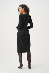 Joseph Ribkoff Scuba Crepe Draped Front Sheath Dress Jr263178