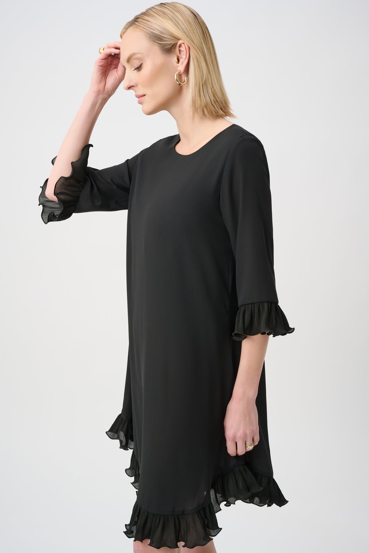 Joseph Ribkoff Georgette Ruffled-Trim Trapeze Dress Jr263189