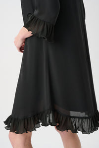 Joseph Ribkoff Georgette Ruffled-Trim Trapeze Dress Jr263189