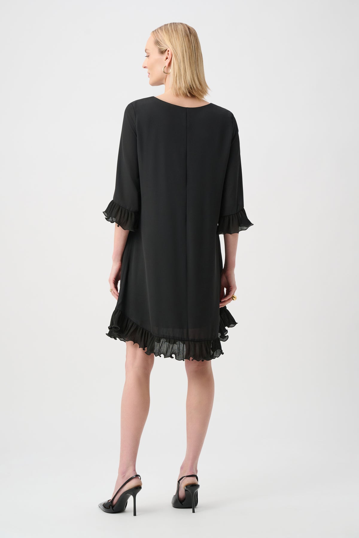 Joseph Ribkoff Georgette Ruffled-Trim Trapeze Dress Jr263189