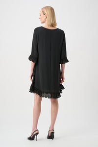 Joseph Ribkoff Georgette Ruffled-Trim Trapeze Dress Jr263189