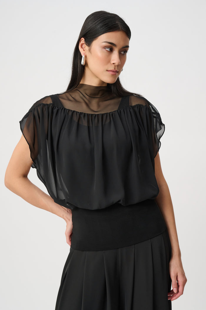 Joseph Ribkoff Chiffon And Silky Knit Blouson Top Jr263198