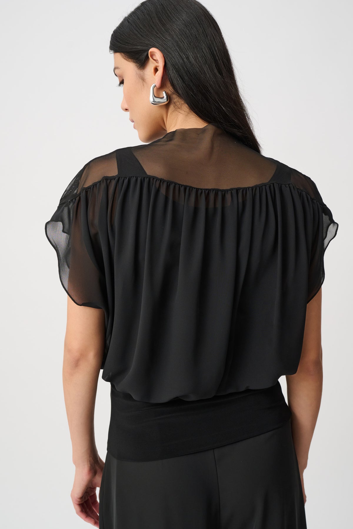 Joseph Ribkoff Chiffon And Silky Knit Blouson Top Jr263198