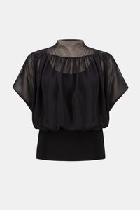 Joseph Ribkoff Chiffon And Silky Knit Blouson Top Jr263198