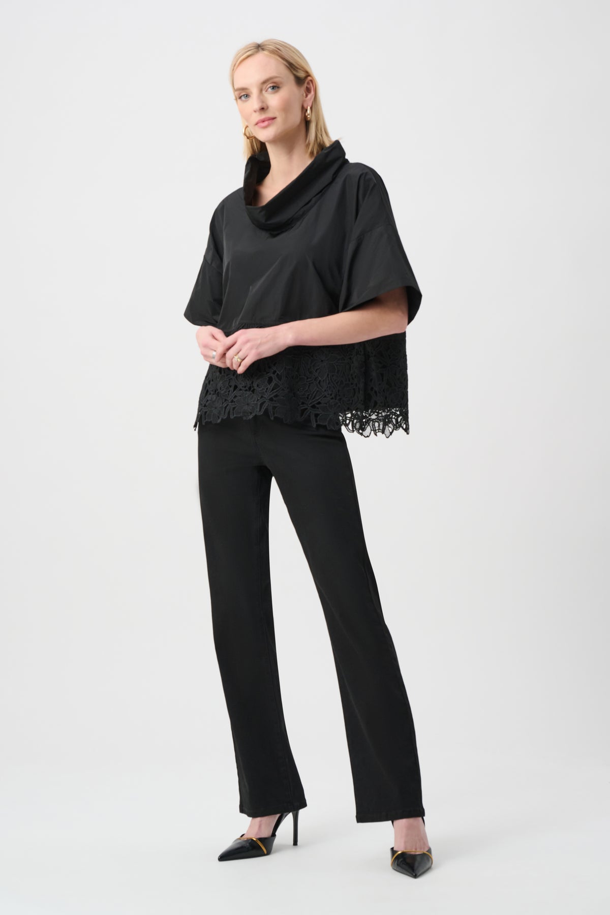 Joseph Ribkoff Memory Boxy Top With Lace Hem Jr263205