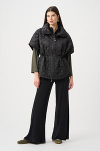Joseph Ribkoff Quilted Nylon Shawl-Neck Boxy Vest Jr263643