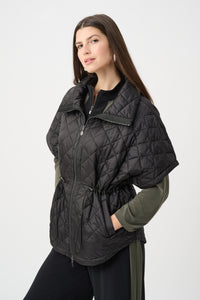 Joseph Ribkoff Quilted Nylon Shawl-Neck Boxy Vest Jr263643