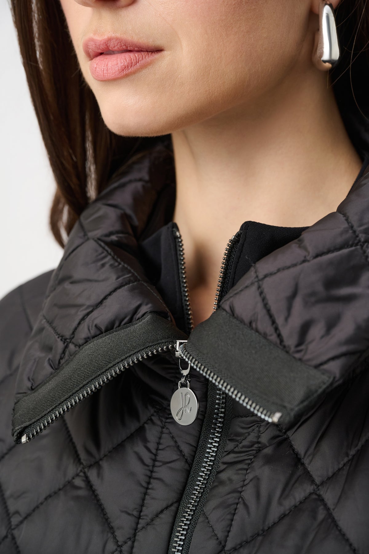 Joseph Ribkoff Quilted Nylon Shawl-Neck Boxy Vest Jr263643
