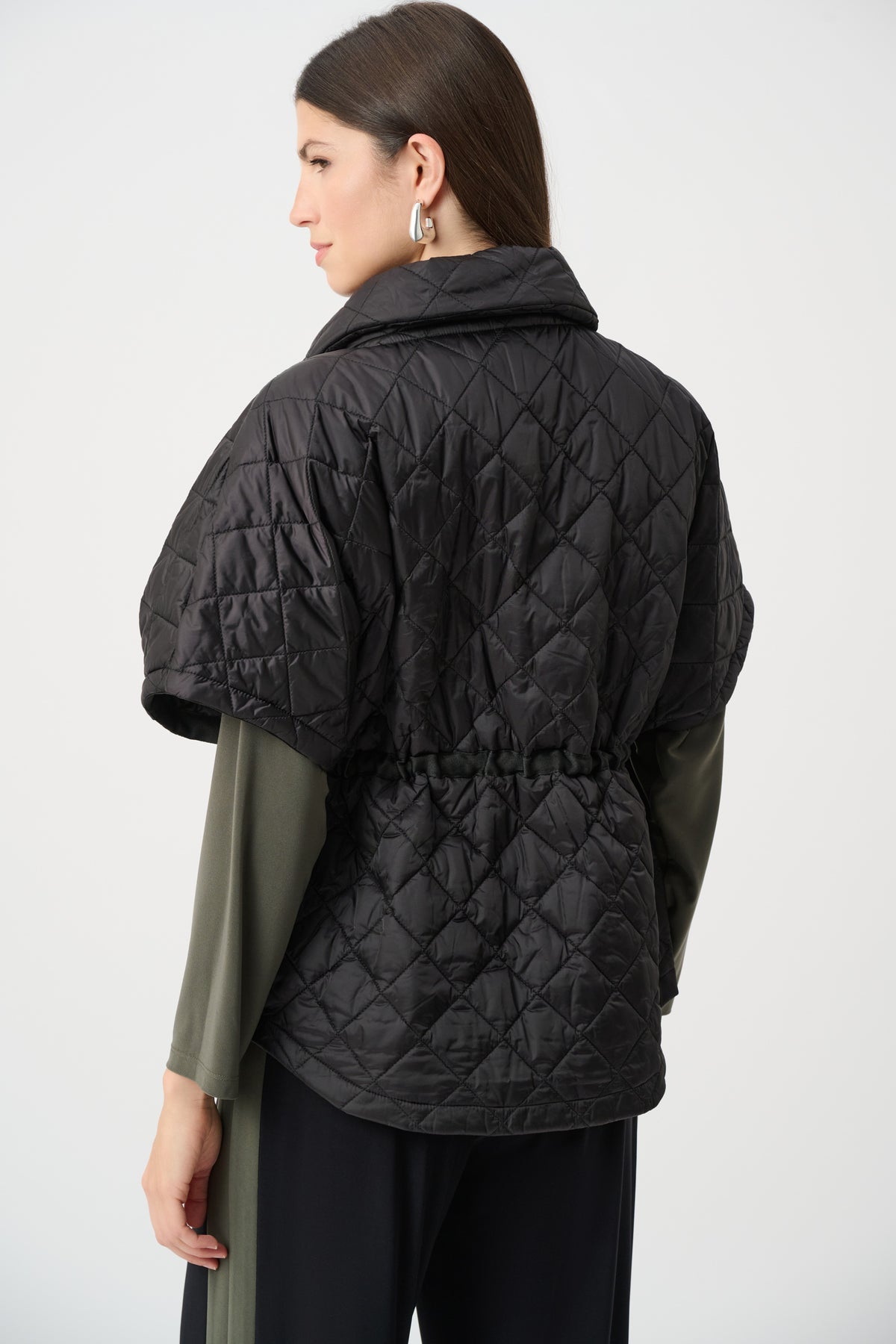 Joseph Ribkoff Quilted Nylon Shawl-Neck Boxy Vest Jr263643