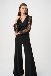 Joseph Ribkoff Silky Knit and Sheer Novelty Wide Leg Jumpsuit Jr263723
