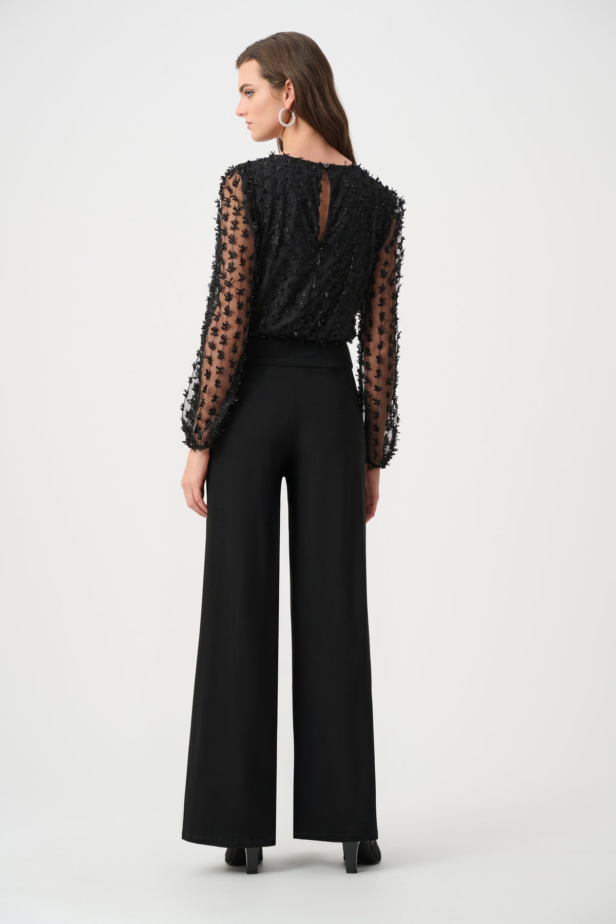 Joseph Ribkoff Silky Knit and Sheer Novelty Wide Leg Jumpsuit Jr263723