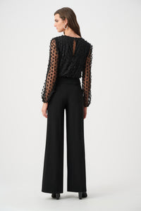 Joseph Ribkoff Silky Knit and Sheer Novelty Wide Leg Jumpsuit Jr263723