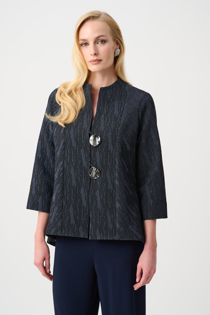 Joseph Ribkoff Foil-Textured Jacquard Trapeze Jacket Jr263725