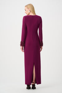 Joseph Ribkoff Silky Knit Fitted Gown With Fringe Jr263729