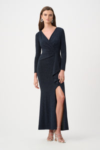 Joseph Ribkoff Sparkle Knit Wrap Gown 263735