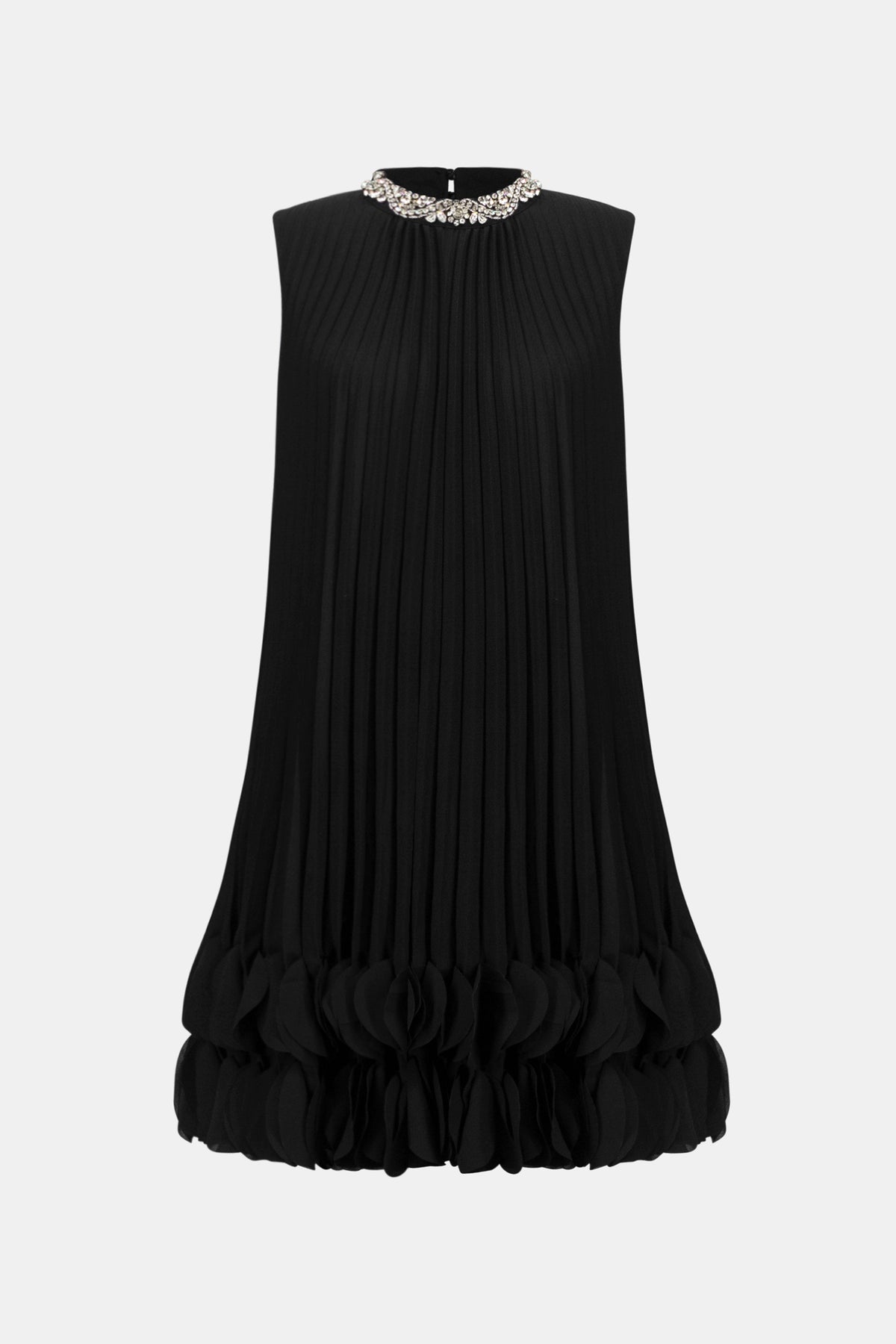 Joseph Ribkoff Pleated Georgette Embellished A-Line Dress Jr263738