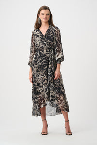 Joseph Ribkoff Signature | Chiffon Printed Fit and Flare Wrap Dress Jr263739