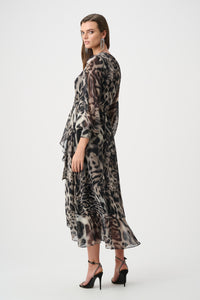 Joseph Ribkoff Signature | Chiffon Printed Fit and Flare Wrap Dress Jr263739