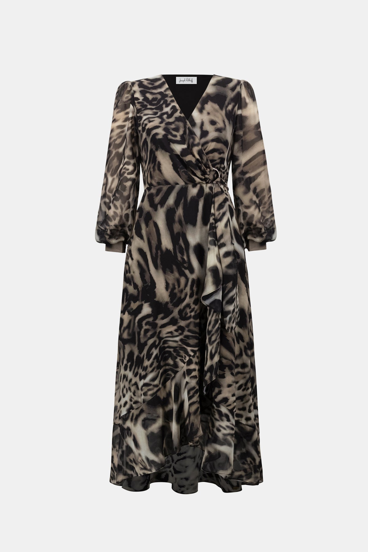 Joseph Ribkoff Signature | Chiffon Printed Fit and Flare Wrap Dress Jr263739