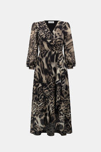 Joseph Ribkoff Signature | Chiffon Printed Fit and Flare Wrap Dress Jr263739