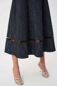 Joseph Ribkoff Signature |Foil-Textured Jacquard Off-Shoulder Fit and Flare Dress Jr263742