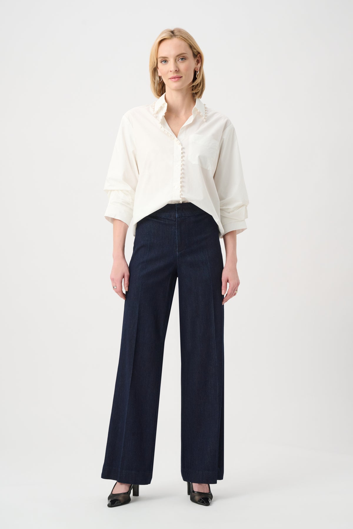 Joseph Ribkoff Chloe Stretch Denim High-Rise Wide Leg Jeans Jr263903