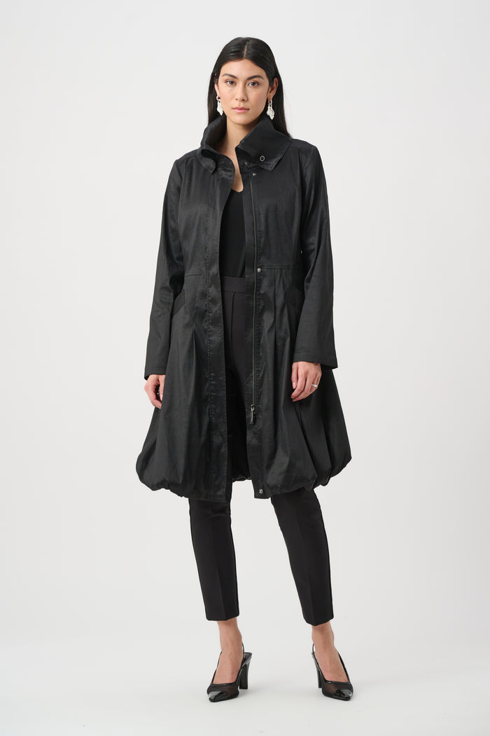 Joseph Ribkoff Stretch Taffeta Belted Fit & Flare Balloon Coat Jr263911