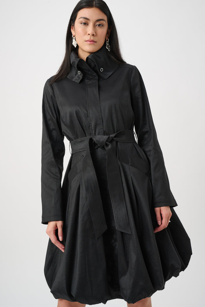 Joseph Ribkoff Stretch Taffeta Belted Fit & Flare Balloon Coat Jr263911