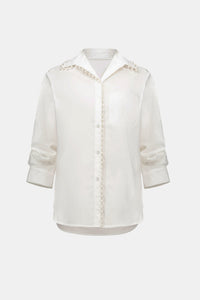 Joseph Ribkoff Cotton Poplin Pearl Trim Boxy Blouse Jr263923