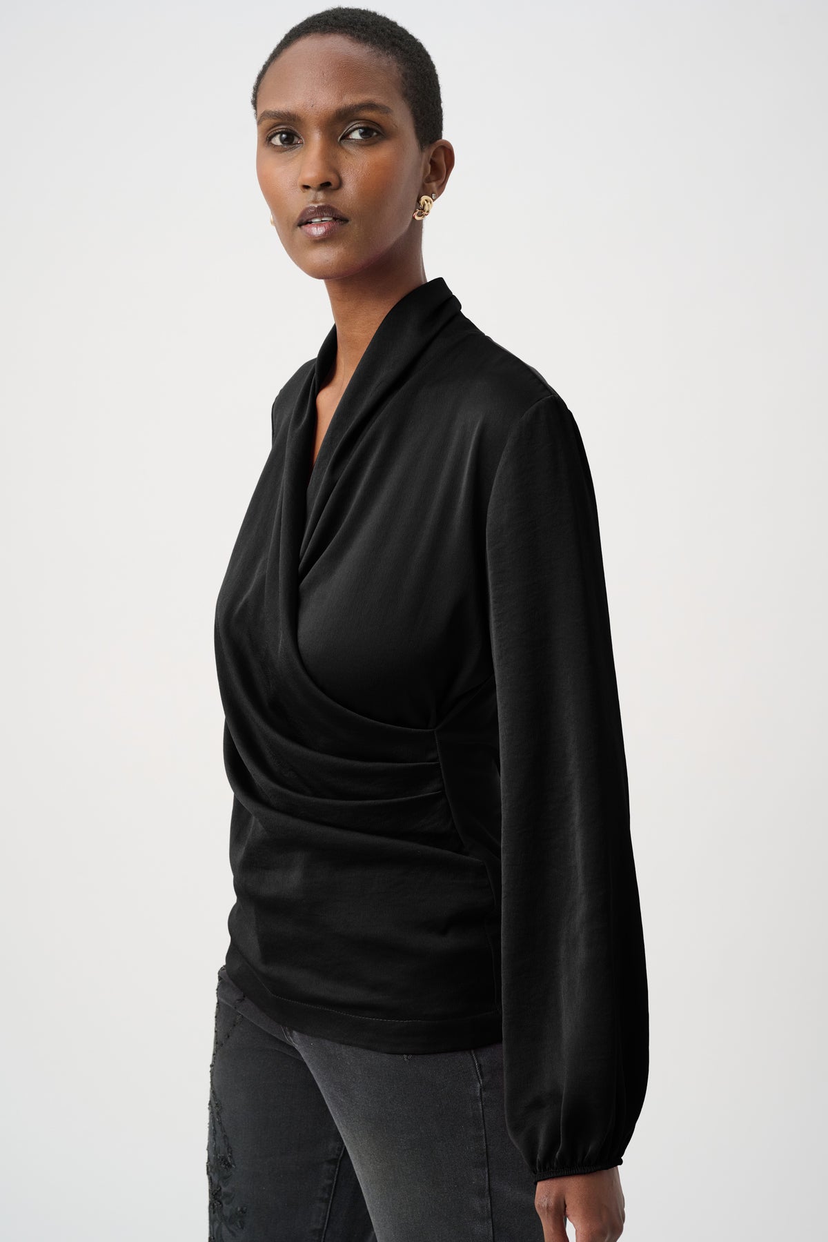 Joseph Ribkoff Recycled Satin Faux-Wrap Top Jr264026