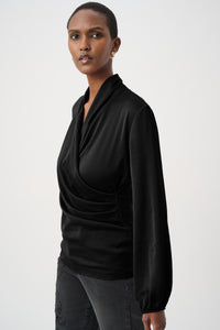 Joseph Ribkoff Recycled Satin Faux-Wrap Top Jr264026
