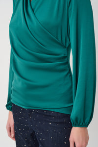 Joseph Ribkoff Recycled Satin Faux-Wrap Top Jr264026