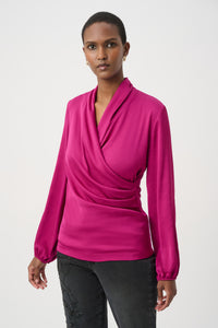 Joseph Ribkoff Recycled Satin Faux-Wrap Top Jr264026