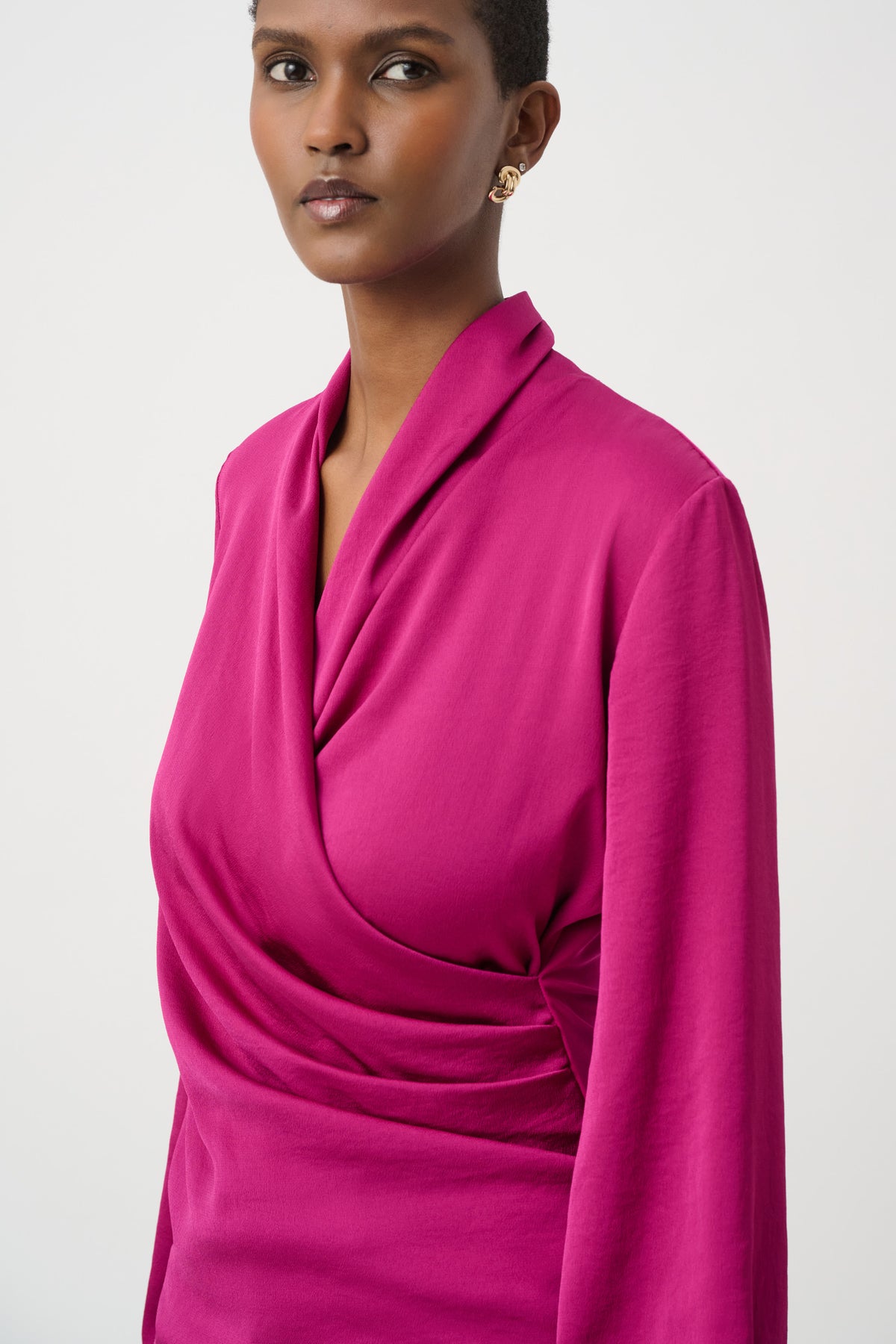 Joseph Ribkoff Recycled Satin Faux-Wrap Top Jr264026