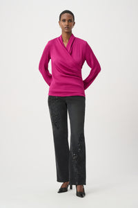 Joseph Ribkoff Recycled Satin Faux-Wrap Top Jr264026
