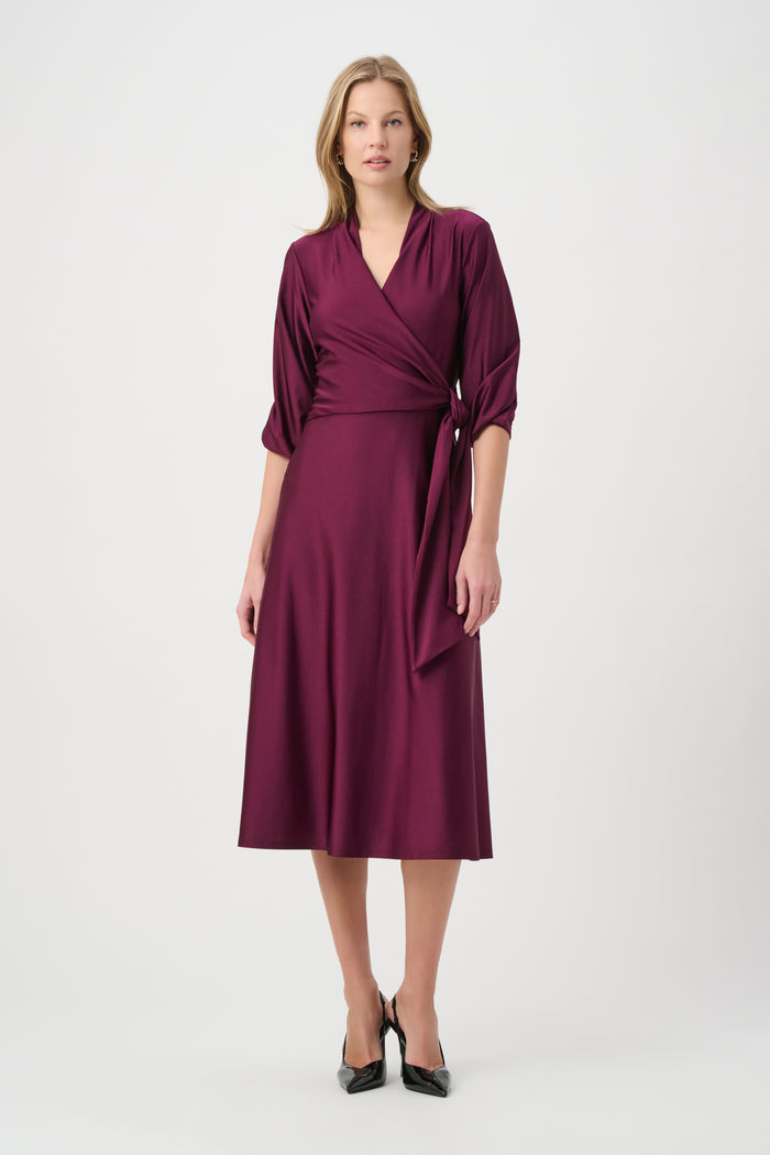 Joseph Ribkoff Knit Satin Flowy Wrap Dress Jr264070