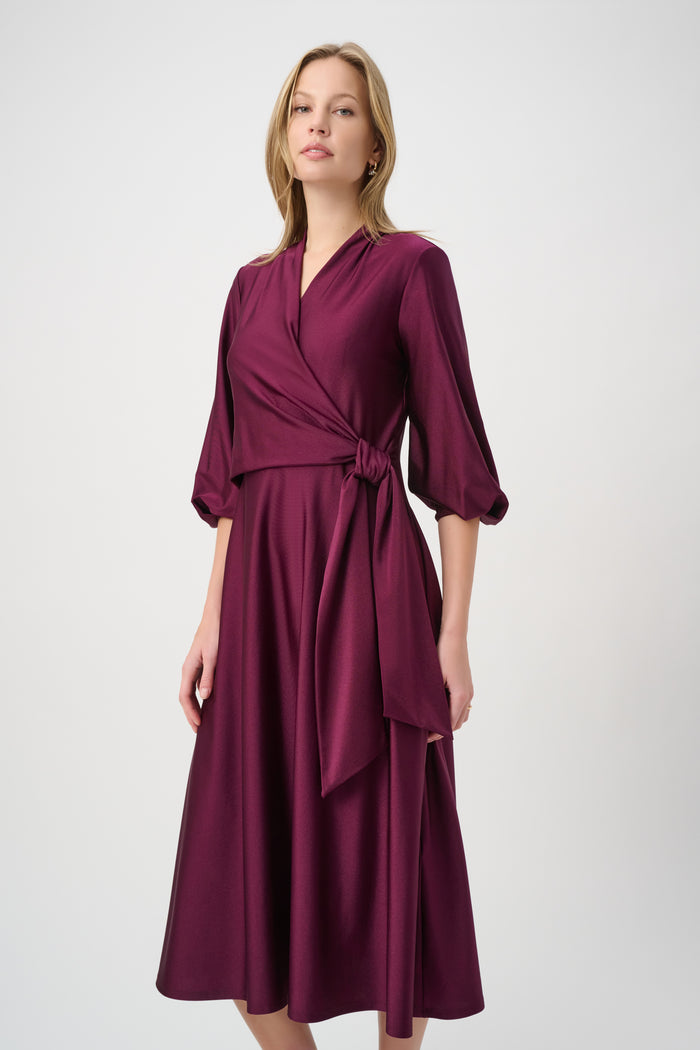 Joseph Ribkoff Knit Satin Flowy Wrap Dress Jr264070