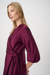 Joseph Ribkoff Knit Satin Flowy Wrap Dress Jr264070