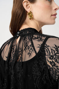 Joseph Ribkoff Scalloped Lace Trapeze Top Jr264098