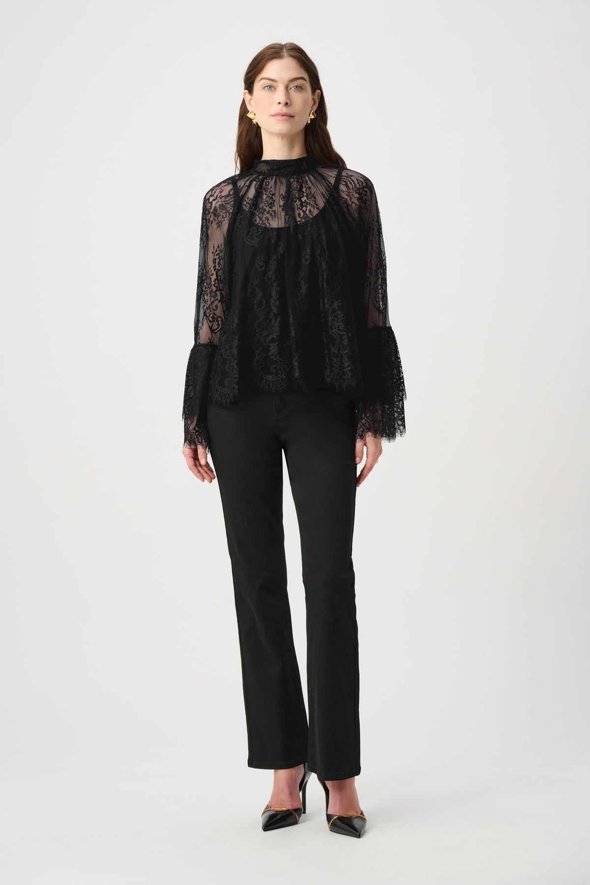 Joseph Ribkoff Scalloped Lace Trapeze Top Jr264098